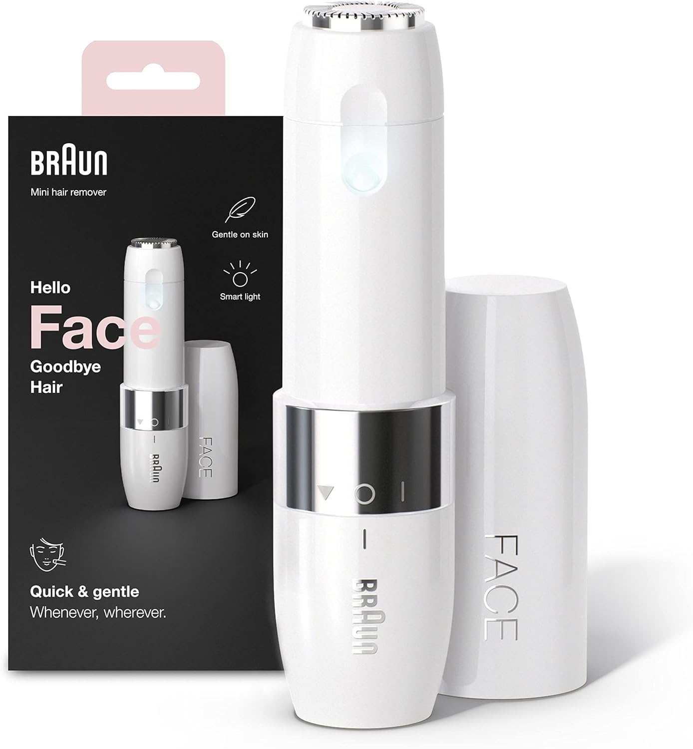 Braun Silk-épil Lady Shaver, Damenrasierer elektrisch, 3-In-1 Elektrischer Rasierer, Trimmer- und Peeling-System, Wet&Dry, 5160, blau & Face Mini-Haarentferner, für Damen, FS1000, weiß