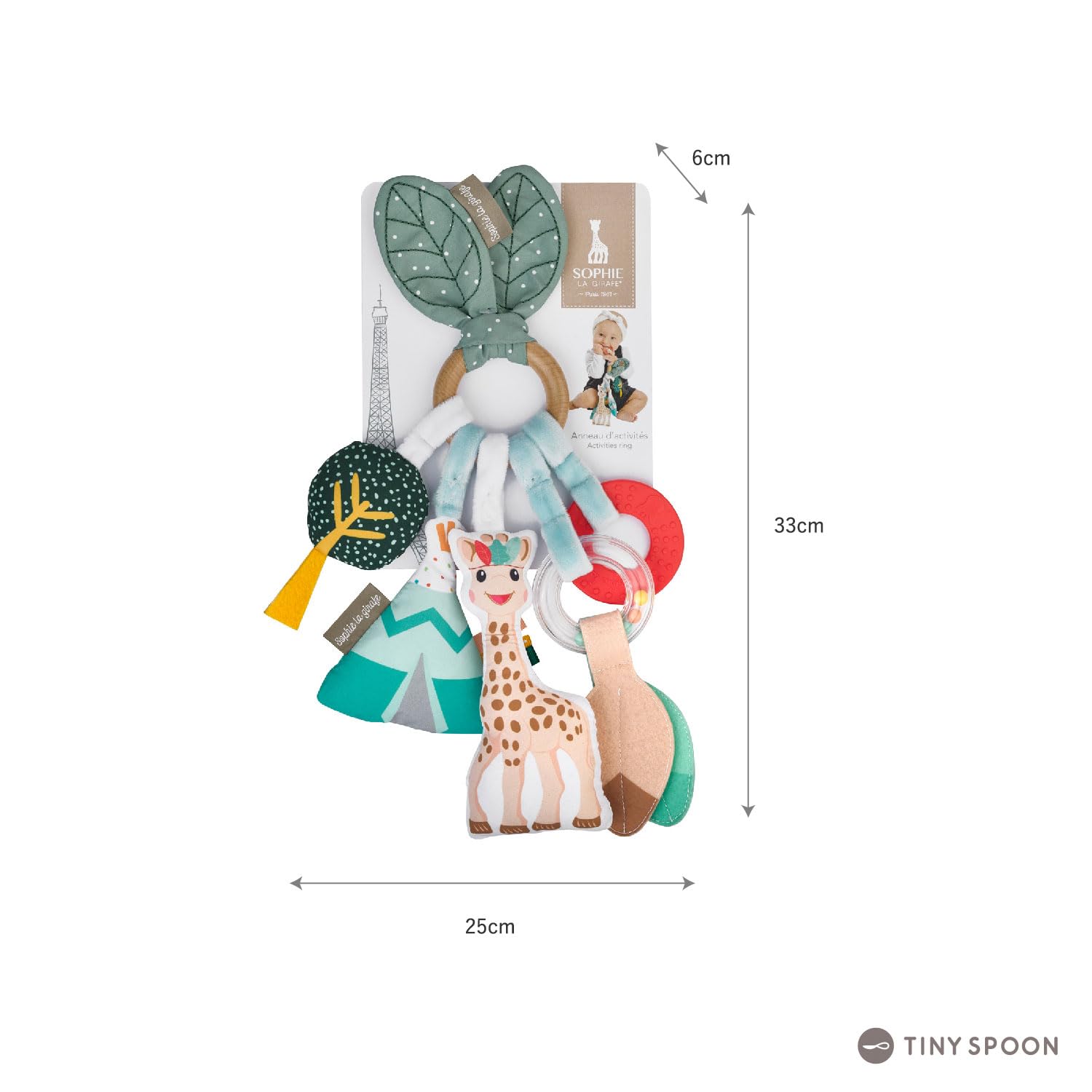 Sophie la Girafe - Pierścień aktywności Sophie la Girafe - Gry Przebudzenia - Różne materiały, Tekstury i Kolory - Dla dzieci od 3 miesiąca życia