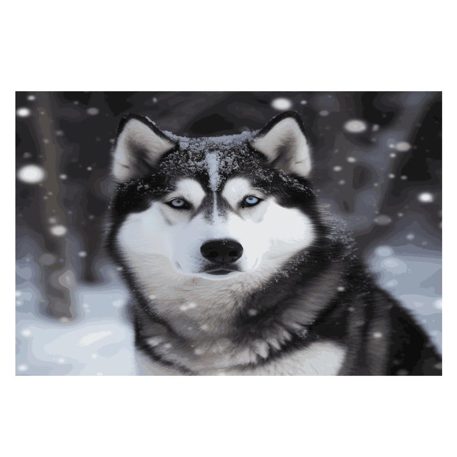 Husky in Snow Dog Placemats Heat-Resistant Washable Place Mats Anti Slip Dining Table Place Mats Wipeable Dining Table Mats Kitchen Decoration Placemats 17.7’’×11.8’’