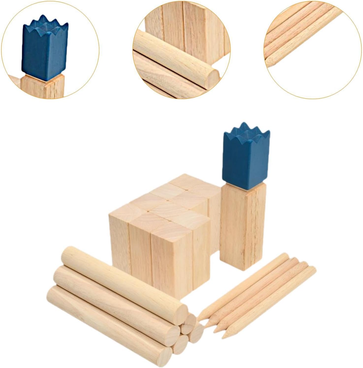 Kubb Yard Game Set Wooden Toss Game Set for Outdoor Interactive Fun for Lawn Teenagers