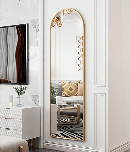 Miniatura 2 de Espejo arqueado de longitud completa de 64 x 21 pulgadas con marco de aleación de aluminio, soporte de espejo de cuerpo completo o montado