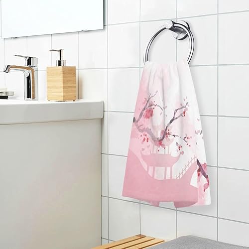 Miniatura 5 de Nander Juego de 2 toallas de algodón, toallas de baño de secado rápido con flor de cerezo japonés, toallas de mano suaves y transpirables para
