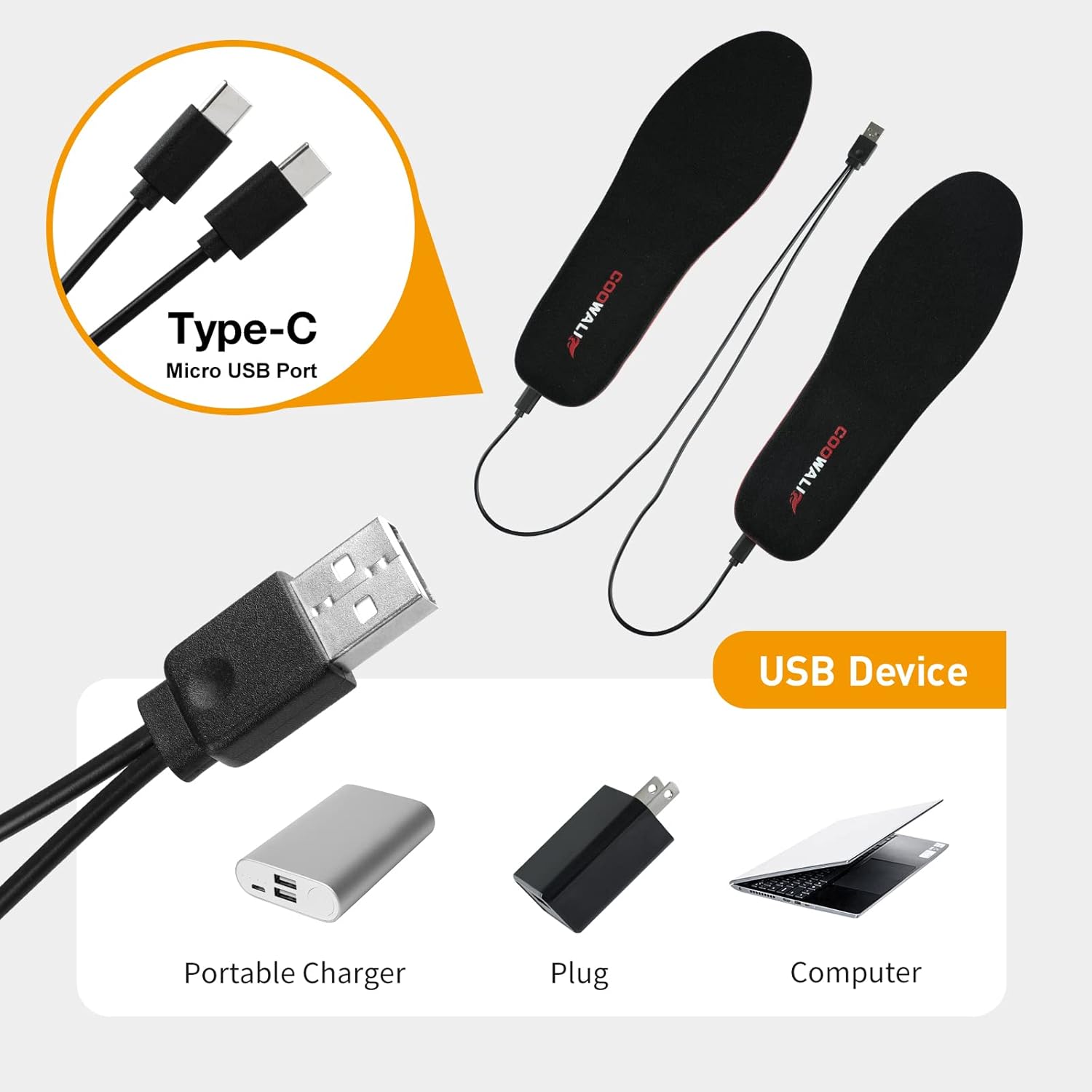 3000mAh Heated Insoles, Rechargeable Foot Warmer with Remote Control, Up to 10 Hours Heating Electric Heated Insoles for Men Women Outdoor Hunting Fishing Camping Hiking (Black) : Sports & Outdoors