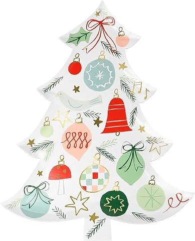 Meri Meri - Festive Pattern Tree Plates - Yeni Yıl Ağacı Tabaklar (8'li)