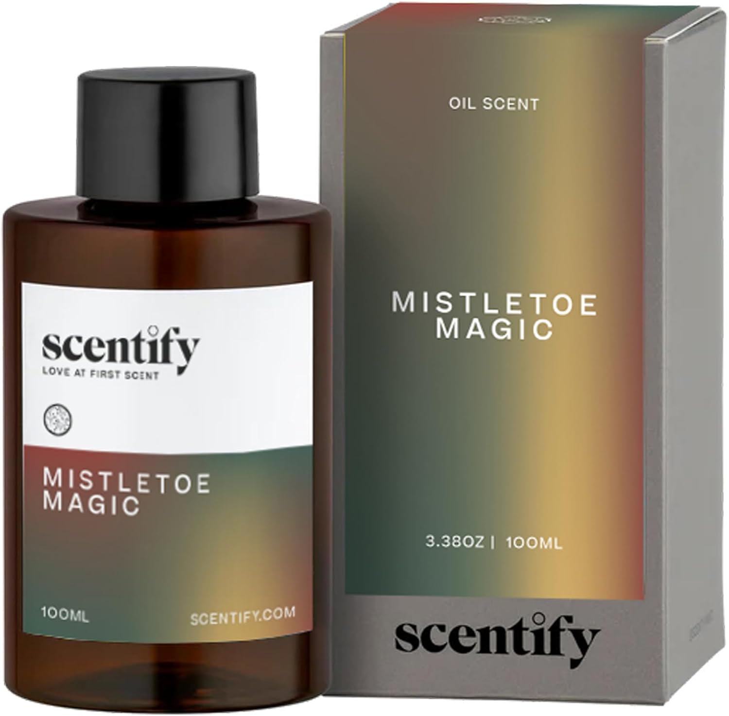 Scentify Holiday Mistletoe Magic Aroma Oil Christmas Refill Scent for Oil Diffusers - Pine, Oak, Moss, Clove, Cedar - Luxurious Relaxing Aromatherapy Fragrance 100ml, 3.38oz