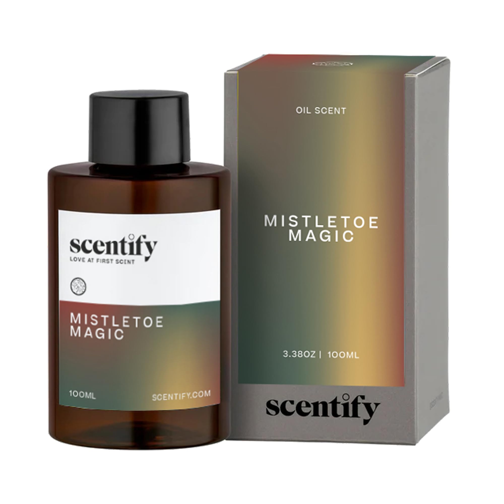 Scentify Holiday Mistletoe Magic Aroma Oil Christmas Refill Scent for Oil Diffusers - Pine, Oak, Moss, Clove, Cedar - Luxurious Relaxing Aromatherapy Fragrance 100ml, 3.38oz