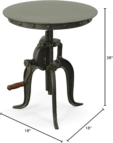 Miniatura 16 de Carolina Chair & Table Mesa auxiliar rústica con manivela ajustable de 18 pulgadas, base de hierro fundido para granja, sala de estar o dormitorio