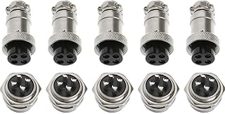 Jingzan 5PCS GX16 Aviation Plug 4 Pin 16MM Thread Female Socket Panel Metal Aviation Wire Connector &5 Pcs 4 Pin 16MM Thread Male Socket Panel Metal Aviation Wire Connector