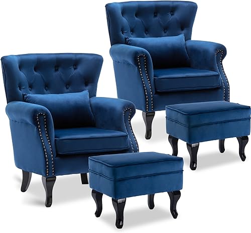 Miniatura 106 de Sillas de lectura Accent Midcentury - Sofá esquinero moderno y cómodo con respaldo copetudo para sala de estar, dormitorio, sala de recepción,