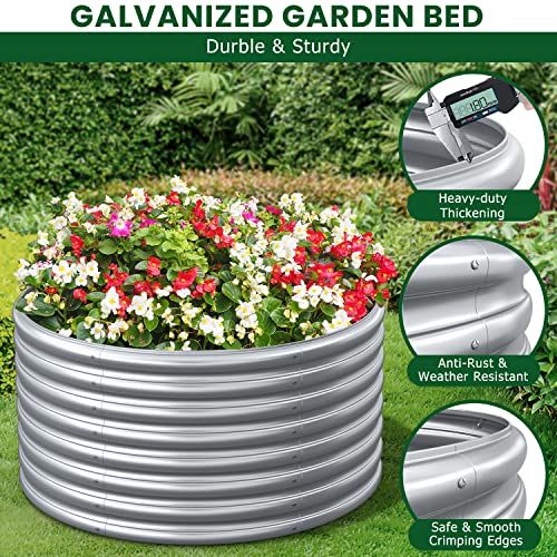 Frizione 2-Pack 3X2Ft Tall Round Galvanized Metal Raised Garden Bed For Vegetables, Outdoor Garden Raised Planter Box, Backyard Patio Planter Raised Beds For Flowers, Herbs, Fruits #TOP1