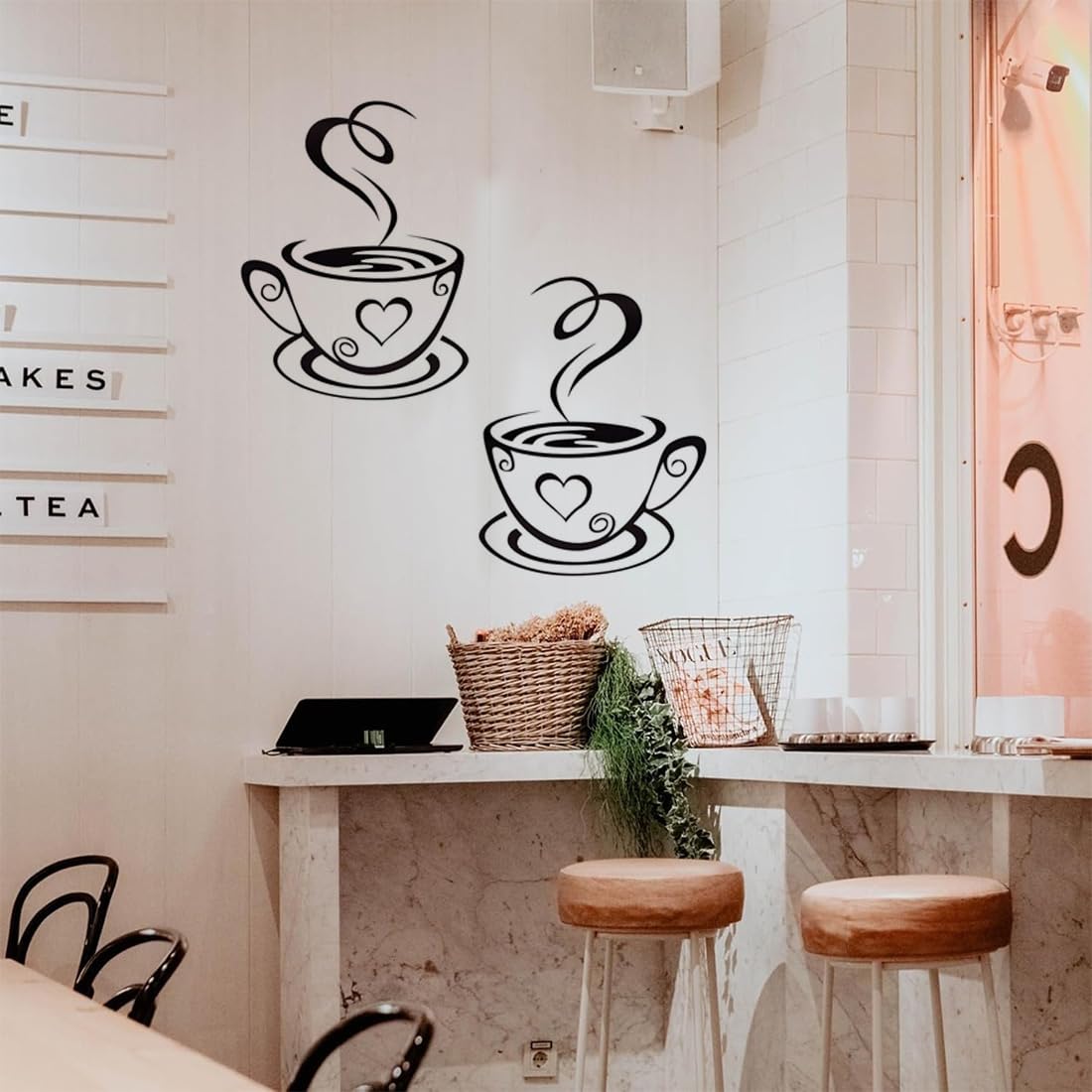 26 Adesivi Murali Tema Caffè - Decorazione Per Cucina, Bar, Ristorante - Facili Da Applicare