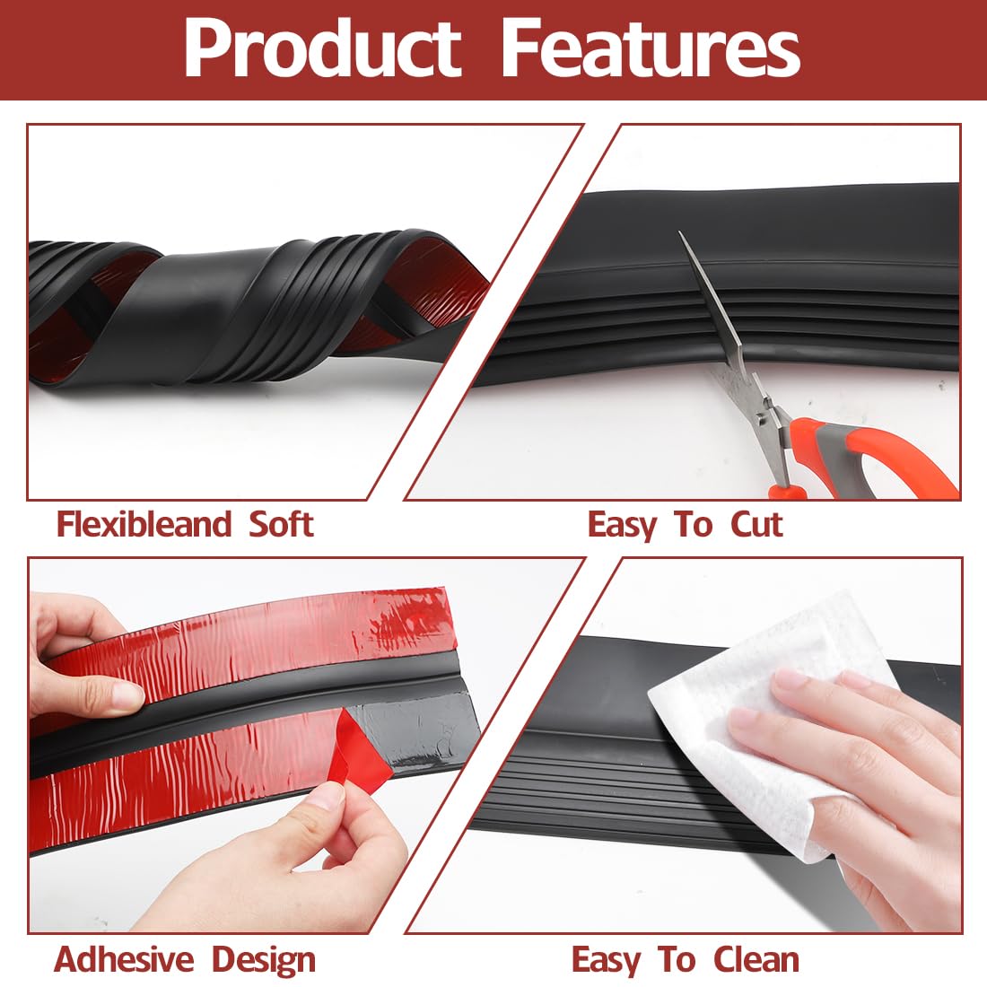 Protector antideslizante para bordes de escaleras, perfil autoadhesivo, antideslizante para exteriores e interiores (negro, 4 m)