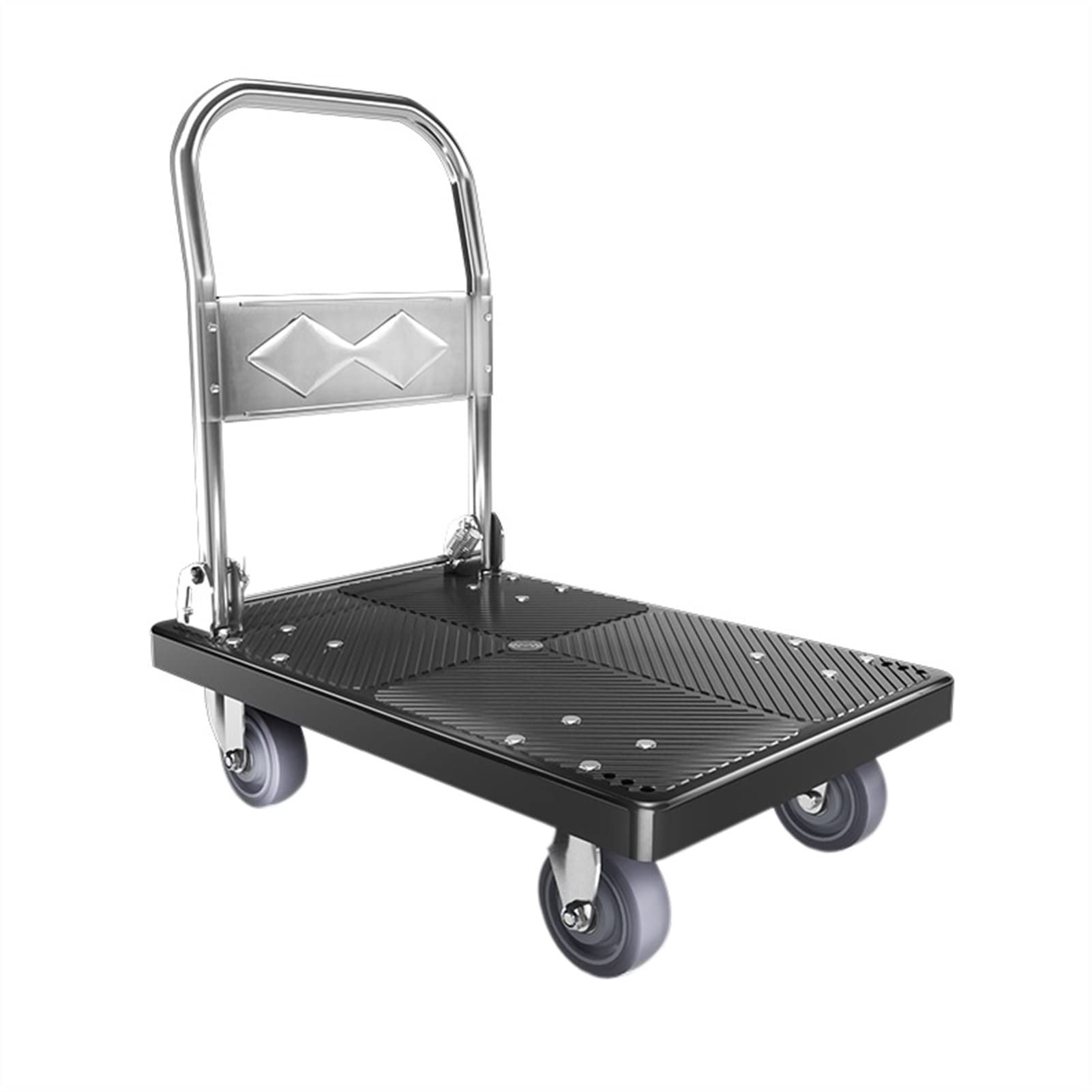 HeavyDu Faltbarer Schiebewagen mit 4 Schwenkrädern, rutschfestes Plattform-Design, für Büro und Zuhause, Schwarz, 72 x 48 cm (A)