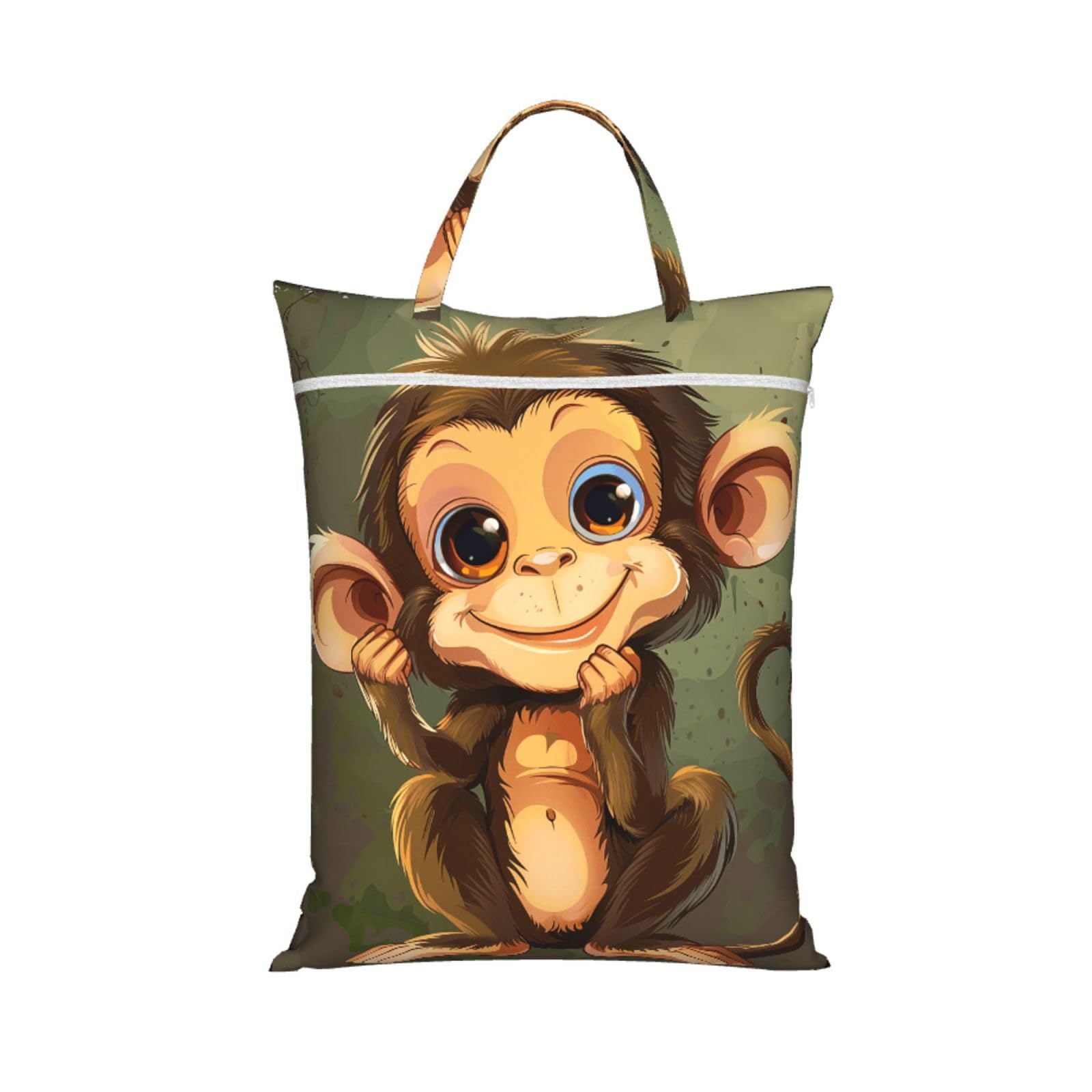 Large Travel Laundry Bags,Cute Monkey Print with Handle Foldable Laundry Bag for Holidays Gym Swimming and Family Trips, 1Pcs