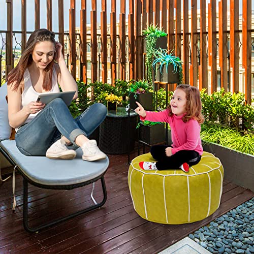 Bohepuffex Pouf Cover Ottoman Moroccan Style Decorative Chair Foot Stool Foot Rest Footstool Footrest Home Storage Solution -Embroidered -Unstuffed （Light Green） #TOP5