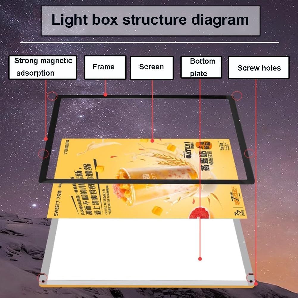 Bilderrahmen Menütafel LED Tafel Werbetafel Wand-montiert Restaurant Werbung beleuchtet Lichtrahmen(B-white,60x80cm)
