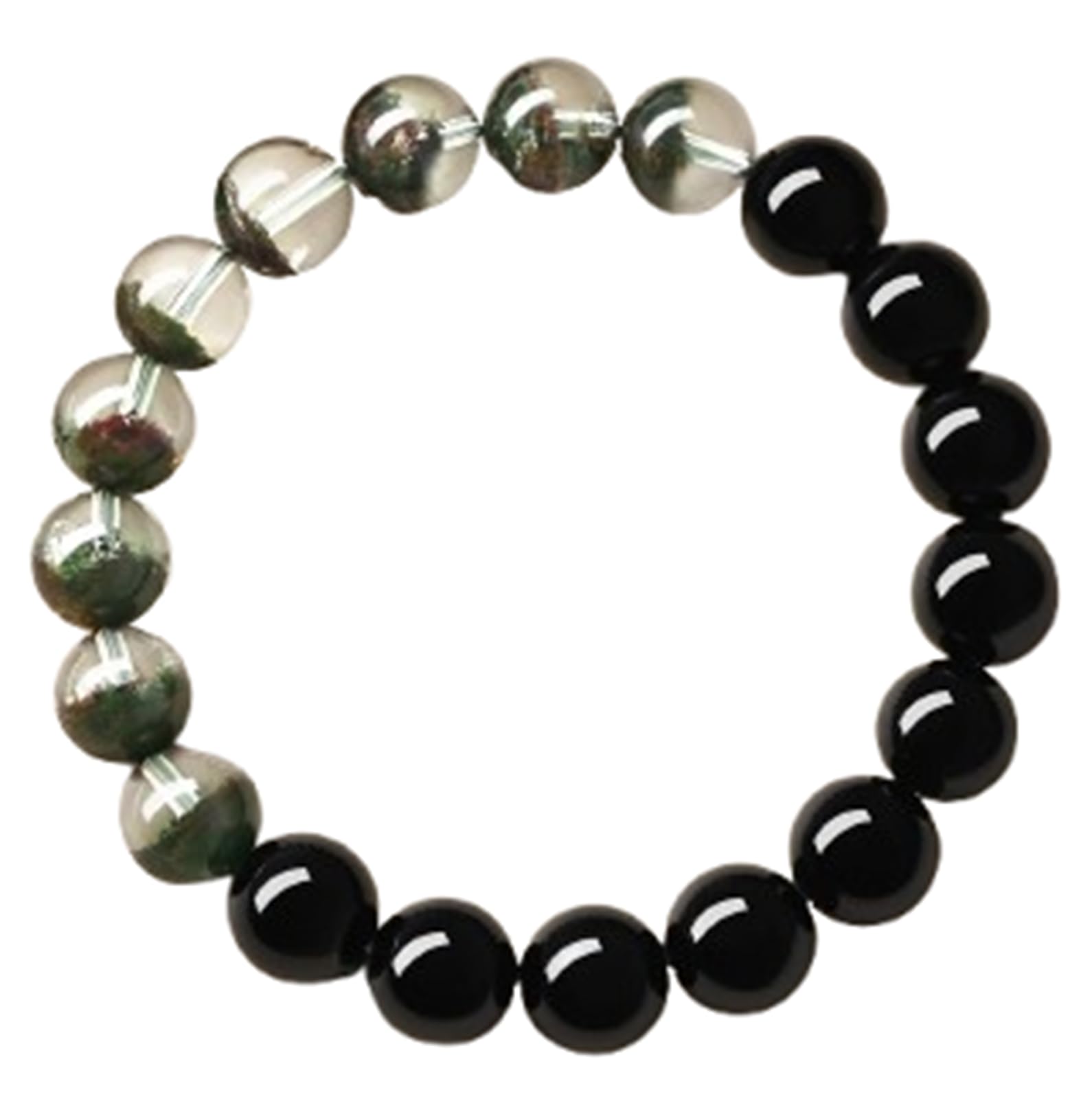 Braccialetti in pietra di cristallo naturale, bracciale portafortuna Feng Shui con quarzo fantasma verde e perline di ossidiana nera, gioielli di protezione con cristalli, regali spirituali,12mm