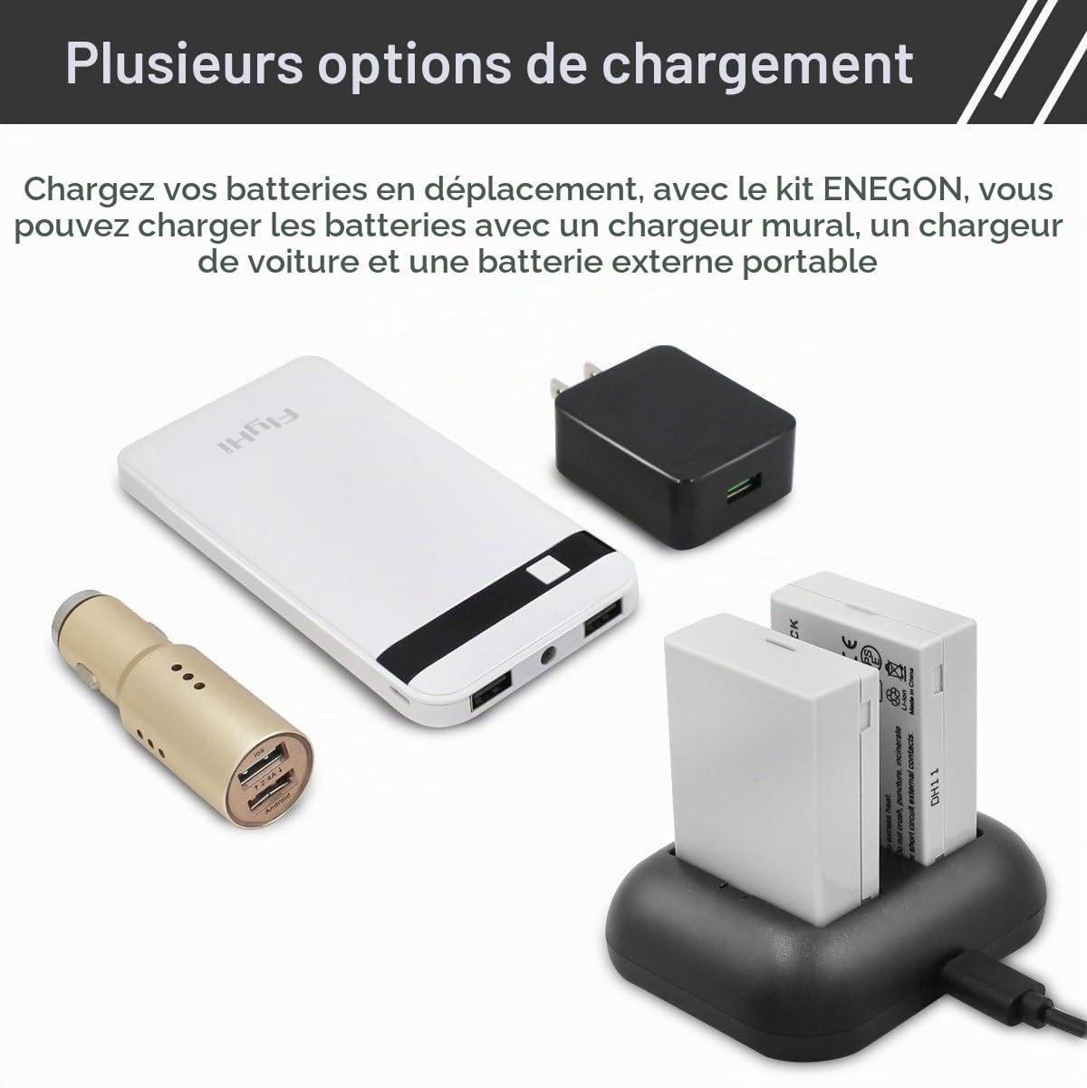 ENEGON Batterie de Rechange (2 Paquets) et Chargeur Double Rapide pour Canon LP-E8 et Canon EOS Rebel T2i, T3i, T4i, T5i, EOS 550D, 600D, 650D, 700D, Kiss X4, X5, X6, LC-E8E Appareil Photo numérique