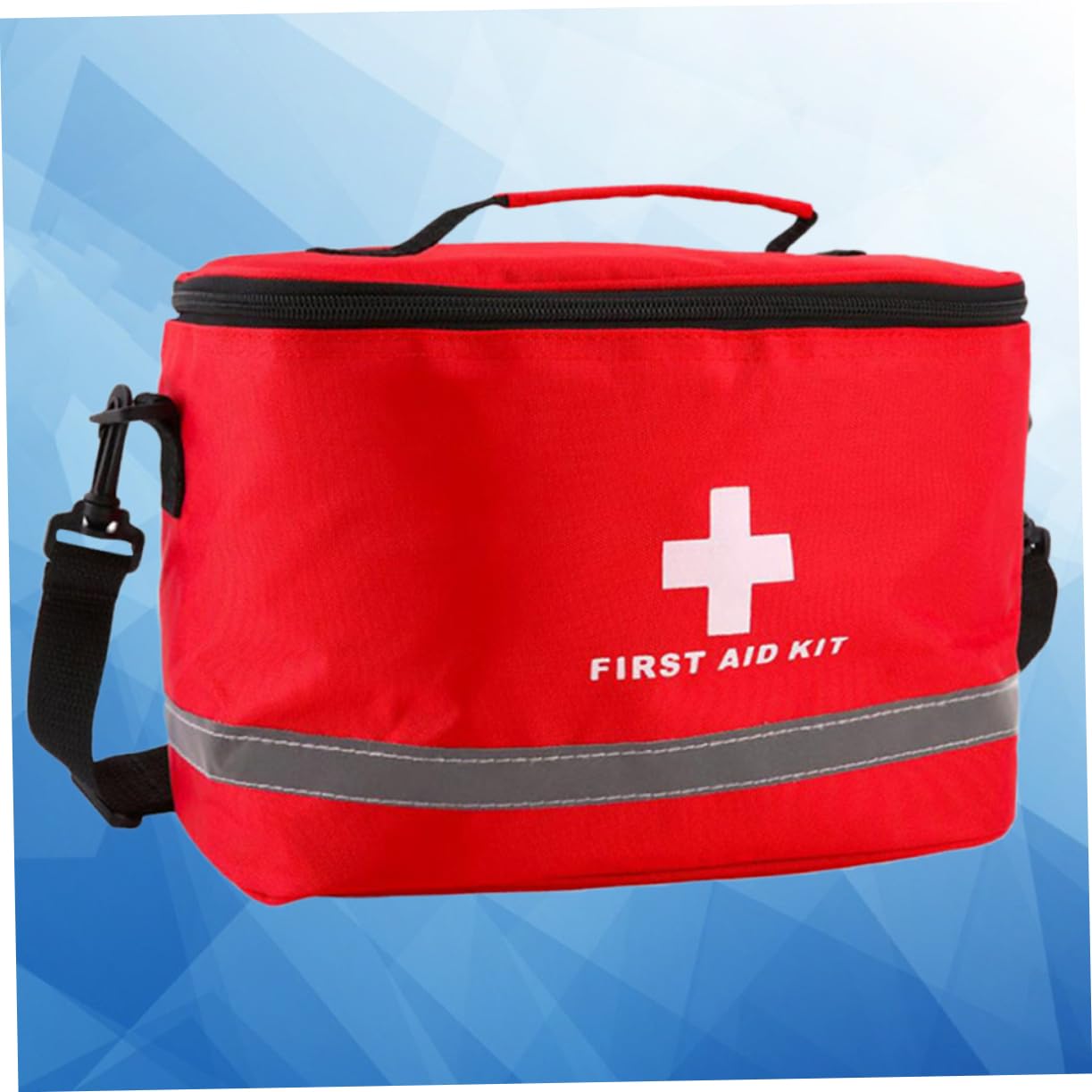 Healeved Cylinder Shape First Aid Kit Large Red Bag Emergency Kit Shoulder Strap Compact for Outdoor Use Random Color