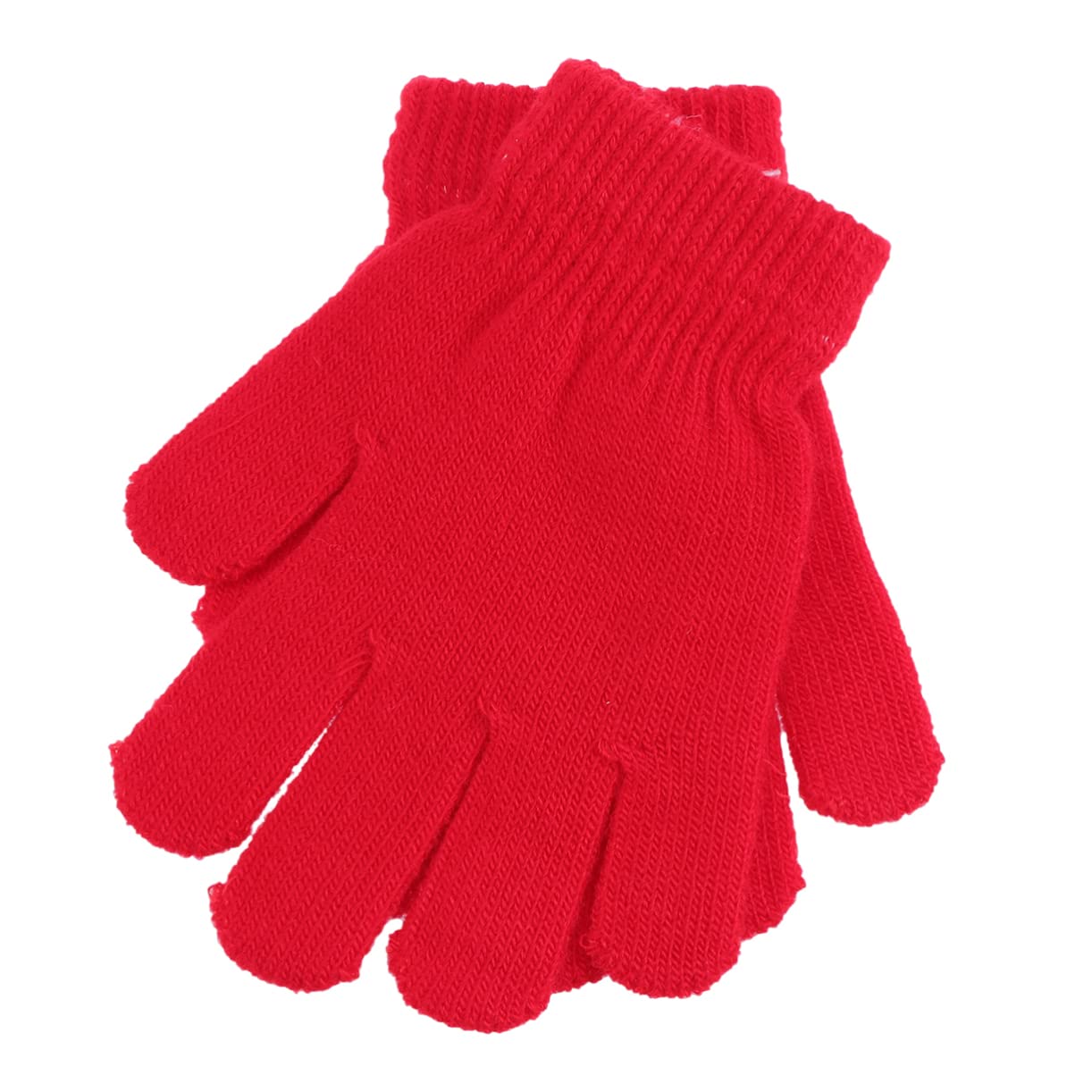 TINEASUR Gloves Boys and Girls Winter Warm Gloves Knitted Five Fingers Red Sturdy and Comfortable for Boys and Girls 4-12 Years Old