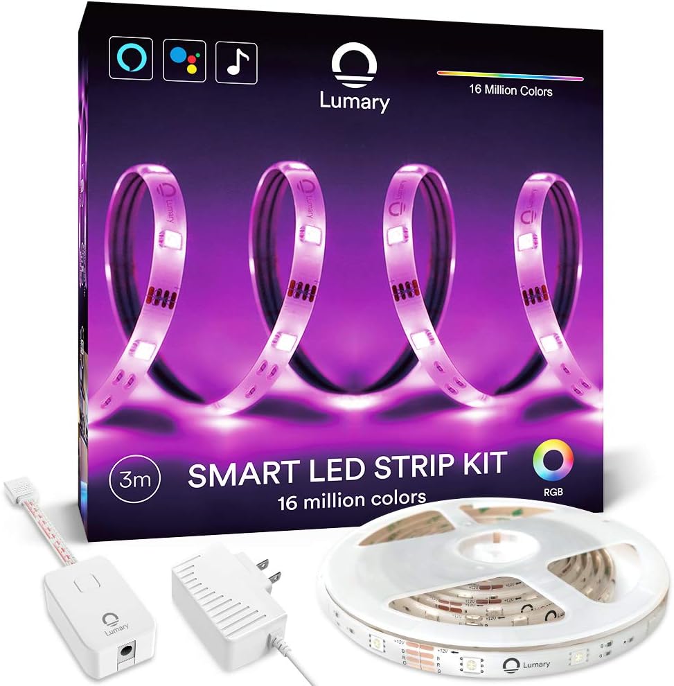 Lumary Smart Wi-Fi LED Strip Lights, 9.8Ft Strip Rope Light Work with Alexa Google Home RGB Color Changing Music Sync Light Strip Light for Home Kitchen TV Party Bedroom