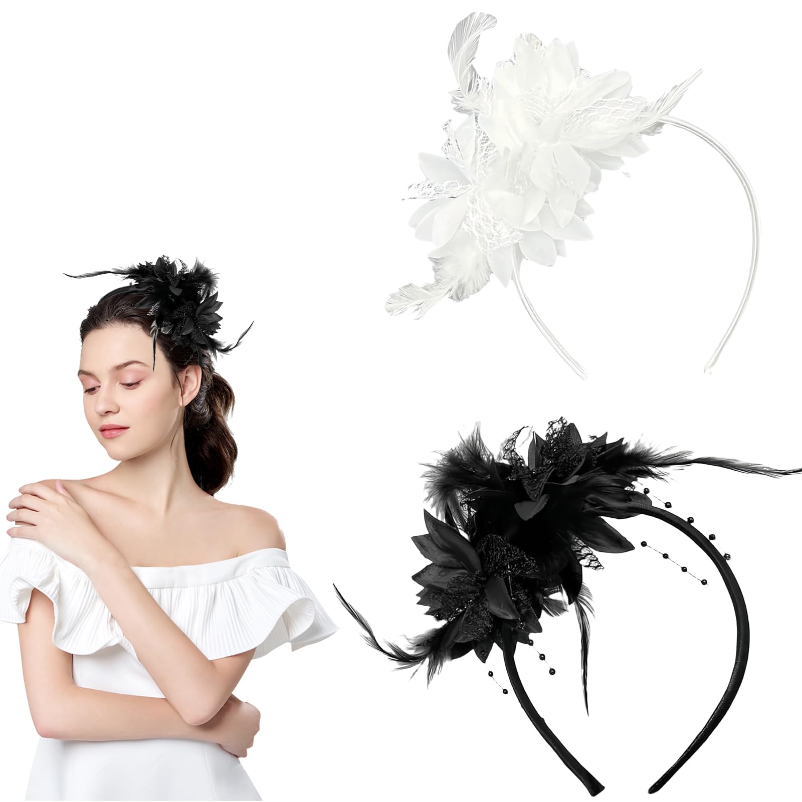 ChAusa 2-Piece Feather Headbands