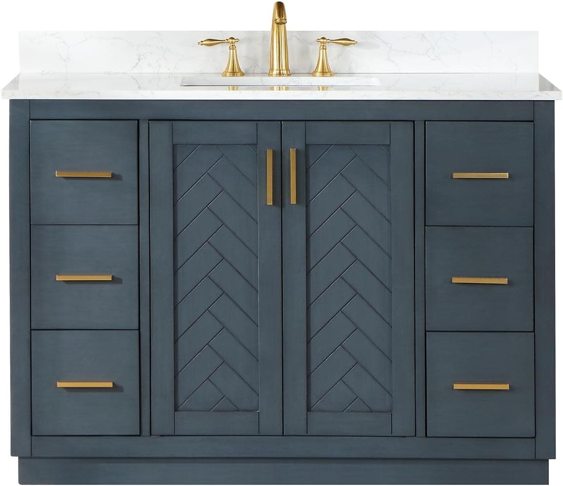 Gazsi 48" Single Bathroom Vanity Set in Charcoal Blue Without Mirror