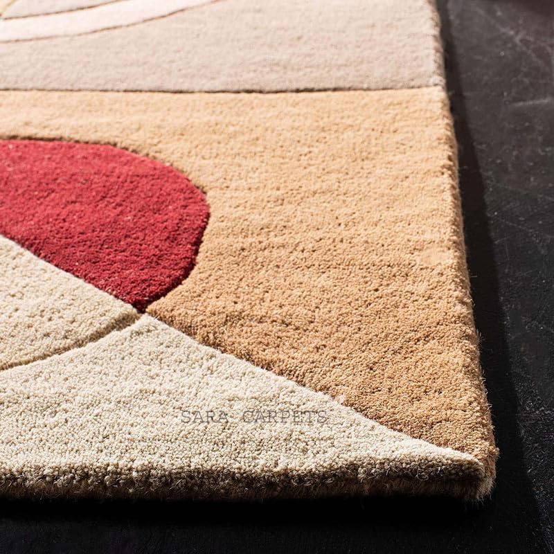 Image of Modern Abstract Hand Tufted Wool Floor Carpet for Home decore Living Room|Home and Bedroom & Hall 9x12feet (270 x 360cm) Beige H31