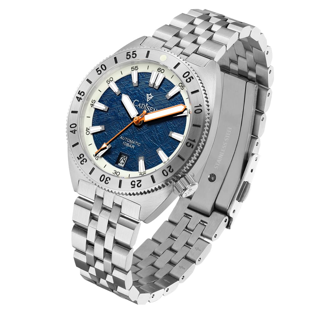 CADISEN Automatik Uhr Herren Mechanische Automatikuhr Saphirglas Klingeln Wasserdicht Homage Edelstahl Armband