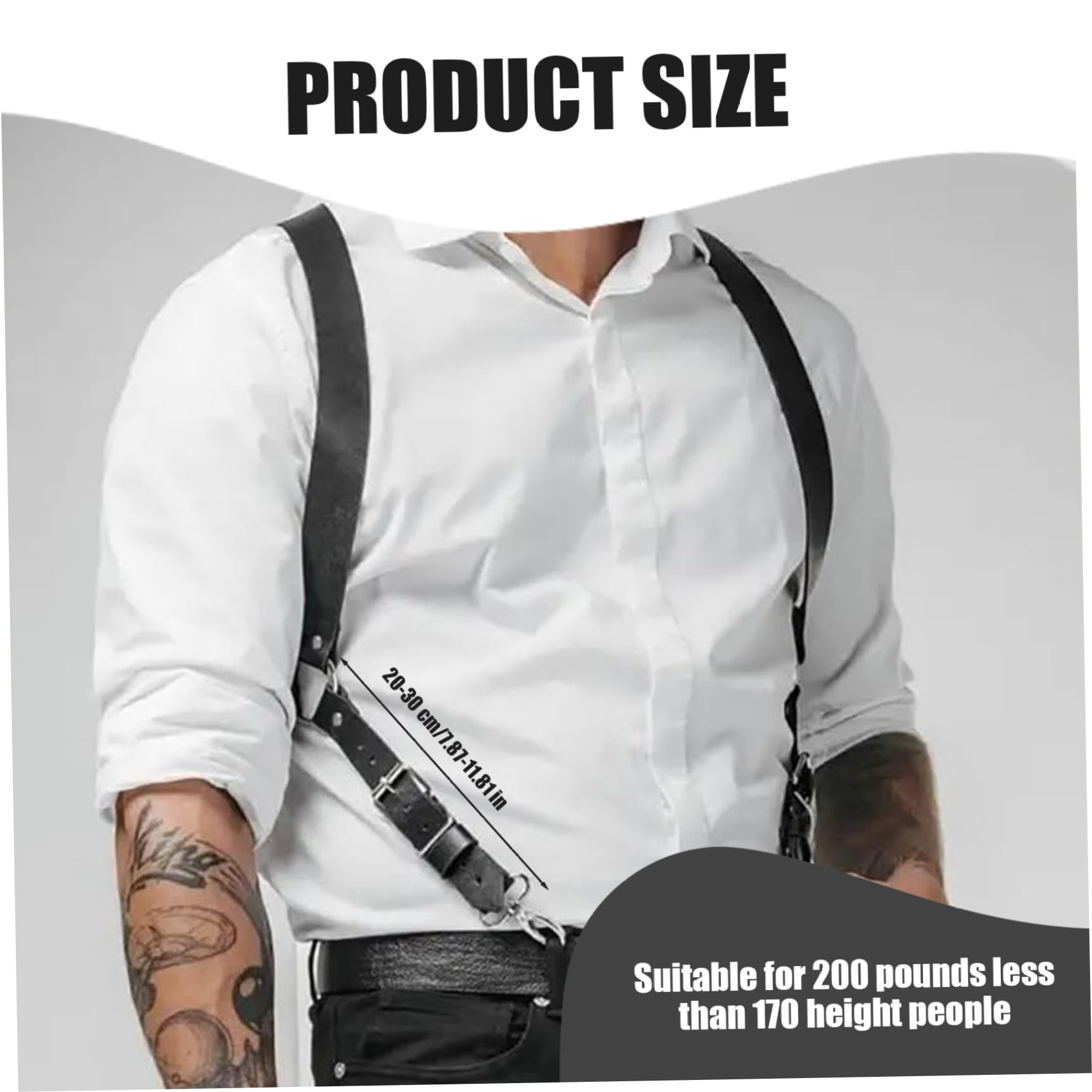 NIDONE Arnés para hombres Sexy Attetable Chest Arnés de cuero PU negro con clip Cuerpo de servicio pesado para la camisa de los hombres, rendimiento del club nocturno y más, para