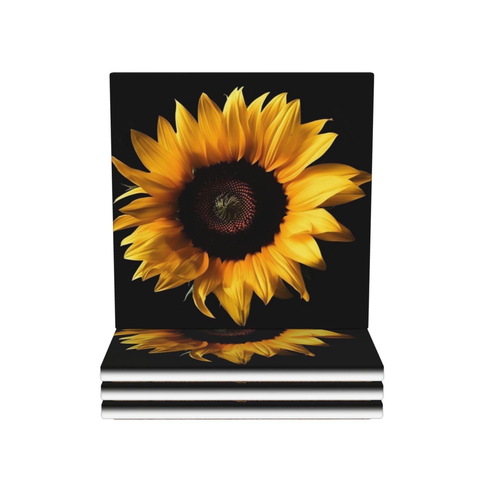 Dessous de verre céramique anti-trace et condensation tournesol noir