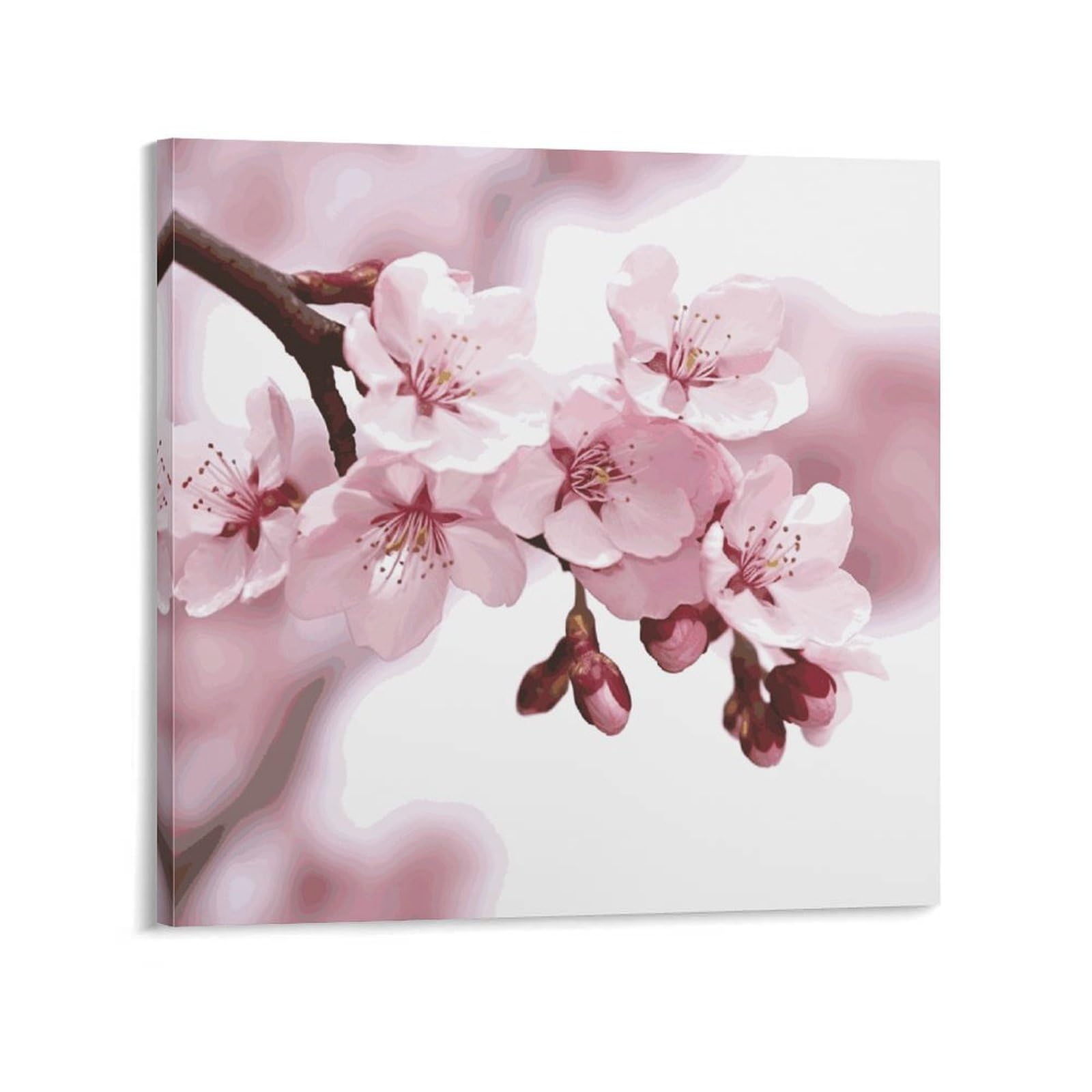 KLOPH Cherry Blossom Canvas Wall Art for Living Room 08x8inch Modern Artwork Painting for Bathroom Hanging Canvas Prints Aesthetic Wallart for Bedroom Kitchen Office Wall Decor