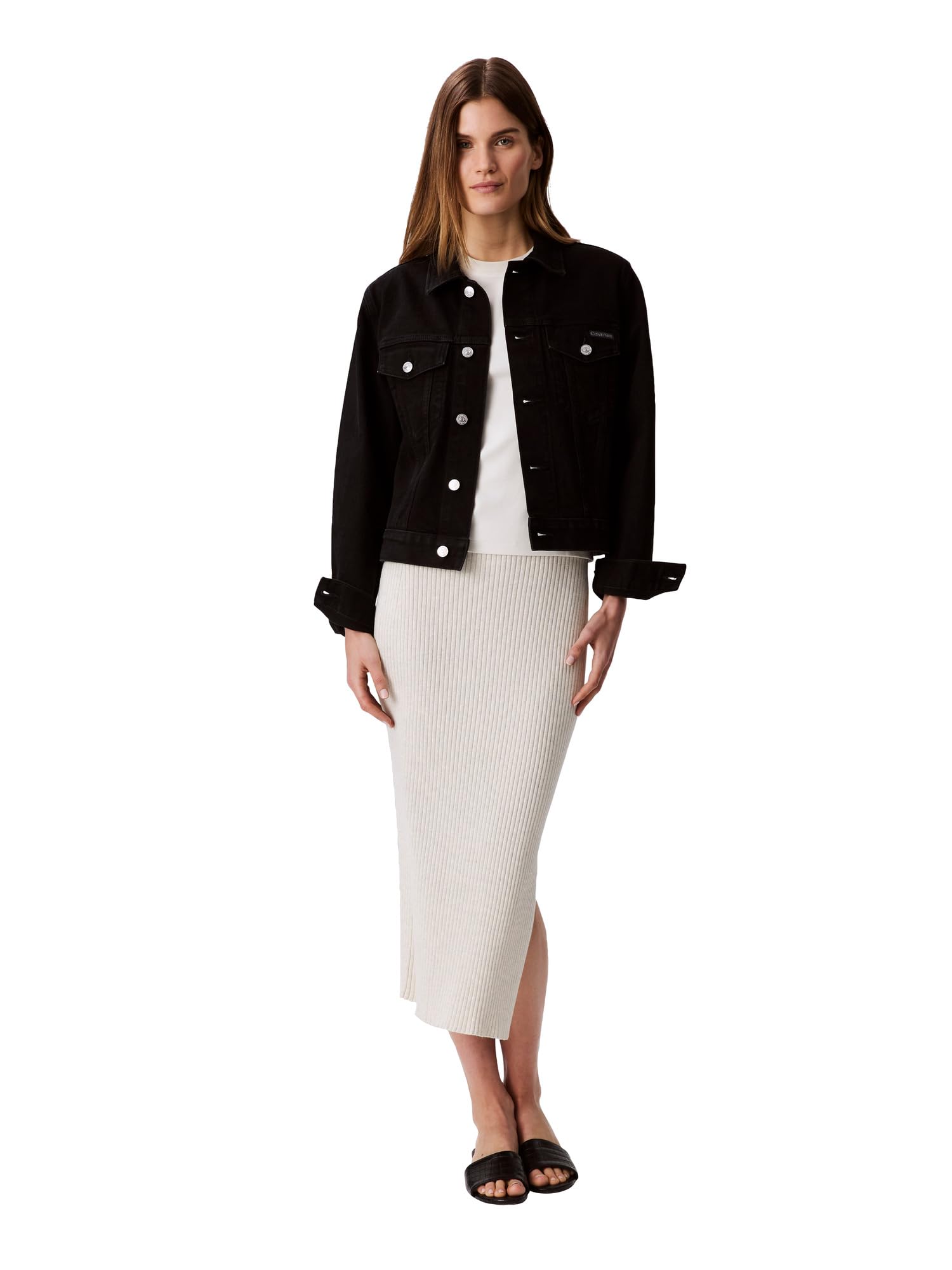 Calvin Klein Cotton Rib Midi Skirt Falda Mujer
