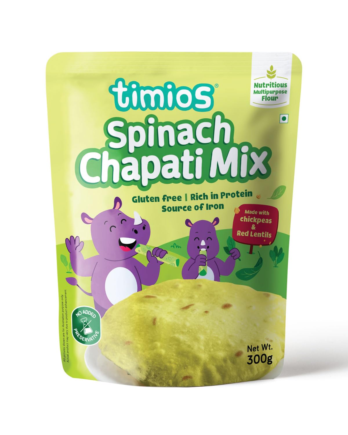Timios Multipurpose Chapati Mix | No Maida, No Palm Oil, Gluten Free | Rich in Fiber, Iron & Protein | Healthy & Nutritious | Easy to Cook | 300g (Spinach)-image-16