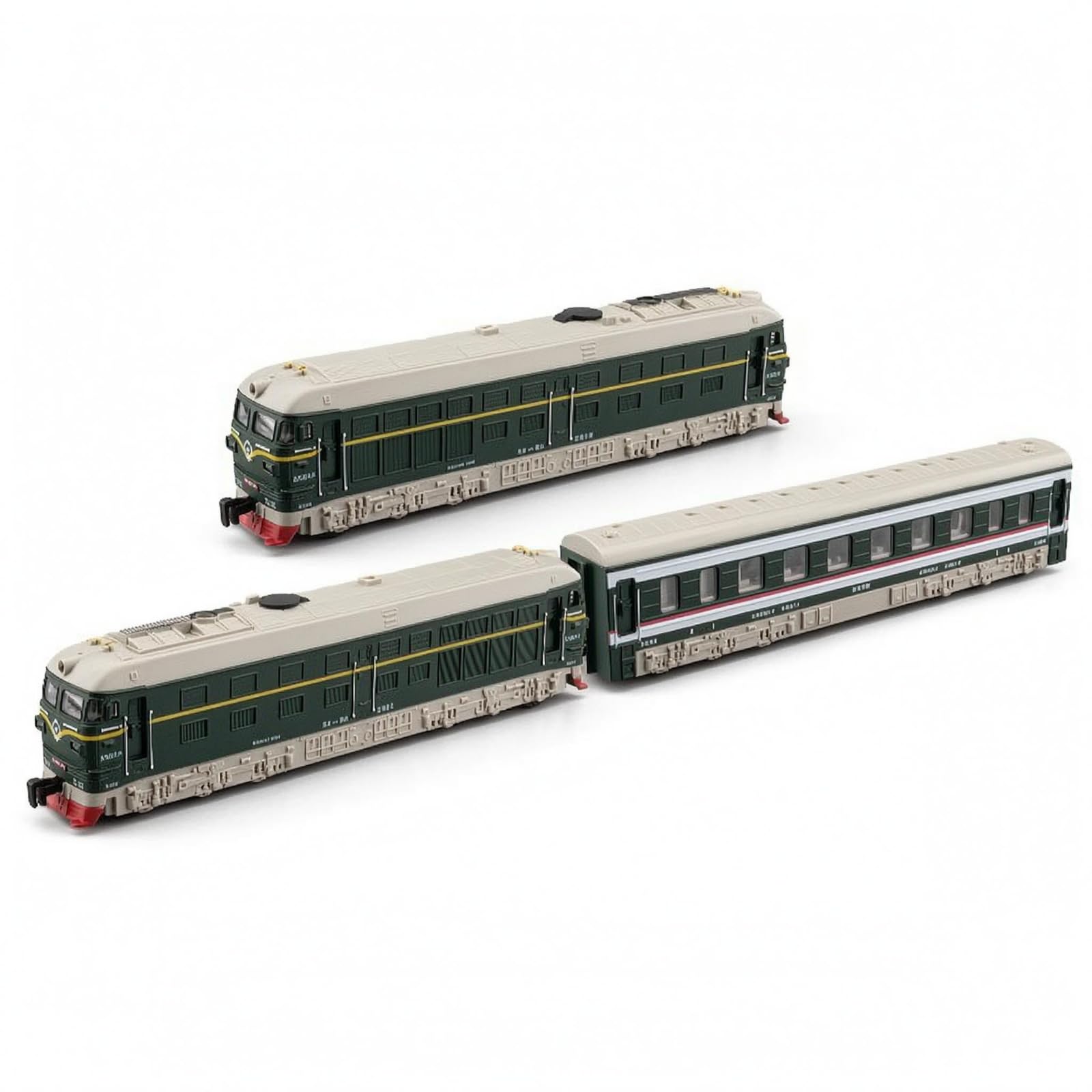 kowaku Tren Triple Secciones Puertas Abatibles Locomotora Aleación Resistente Modelo Tren Eléctrico, Verde