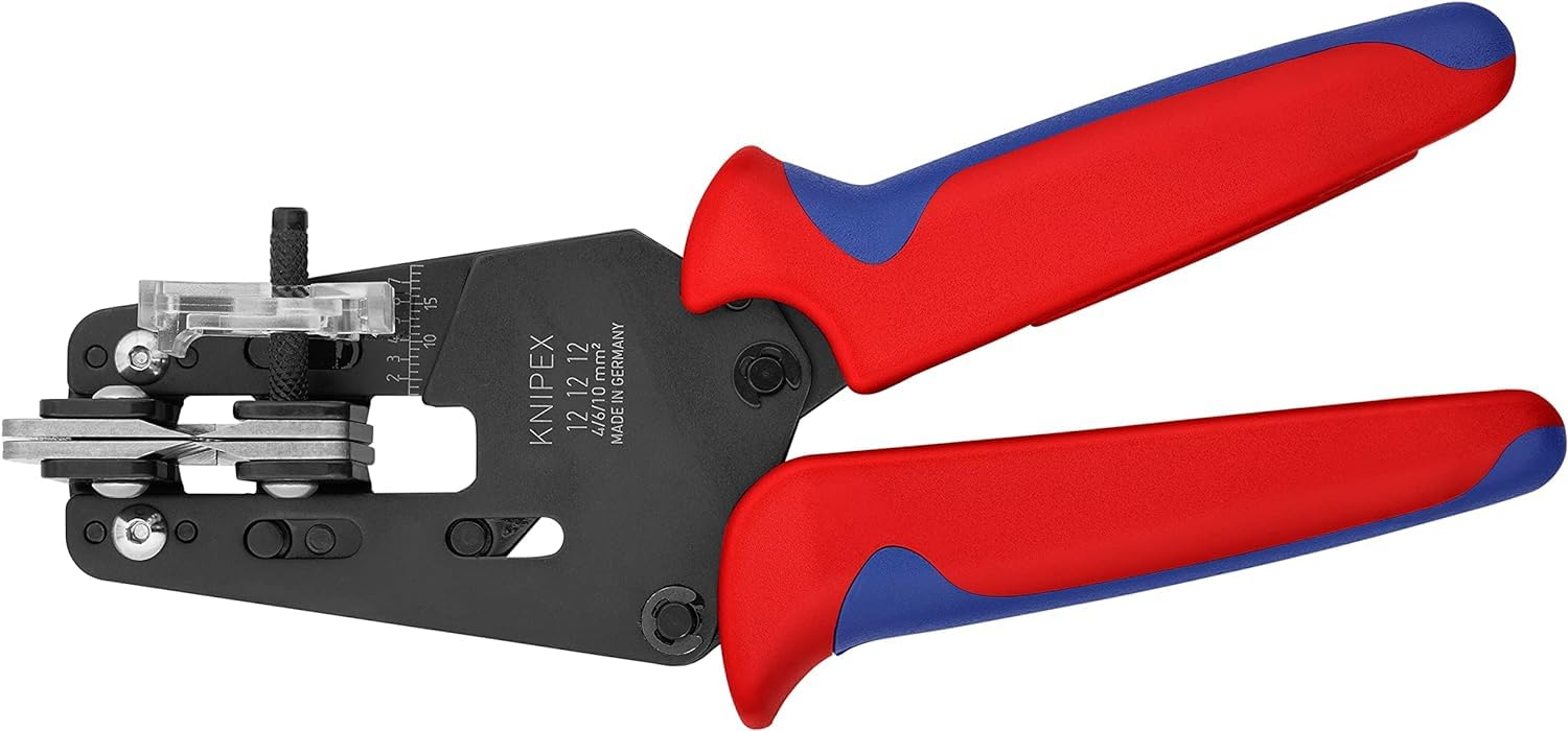 KNIPEX Alicate pelacables de precisión con cuchillas de forma precisa 4/6/10mm² con mangos multicomponente 195 mm, 12 12 12