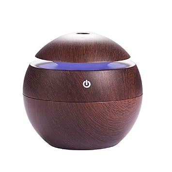DPISZONE Wood HUMIDIFIER Round Electric USB Mini Humidifier Aroma Oil Diffuser Air Humidifier Office Decor Ultrasonic Cool Mist Humidifier with Wood Grain Design for Office, Room, Spa (Multi Color)