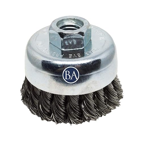 Benchmark Abrasives Cepillo de alambre de nudo de 3 pulgadas para aluminio, hormigón, metal para desbarbar y quitar pintura para amoladora neumática