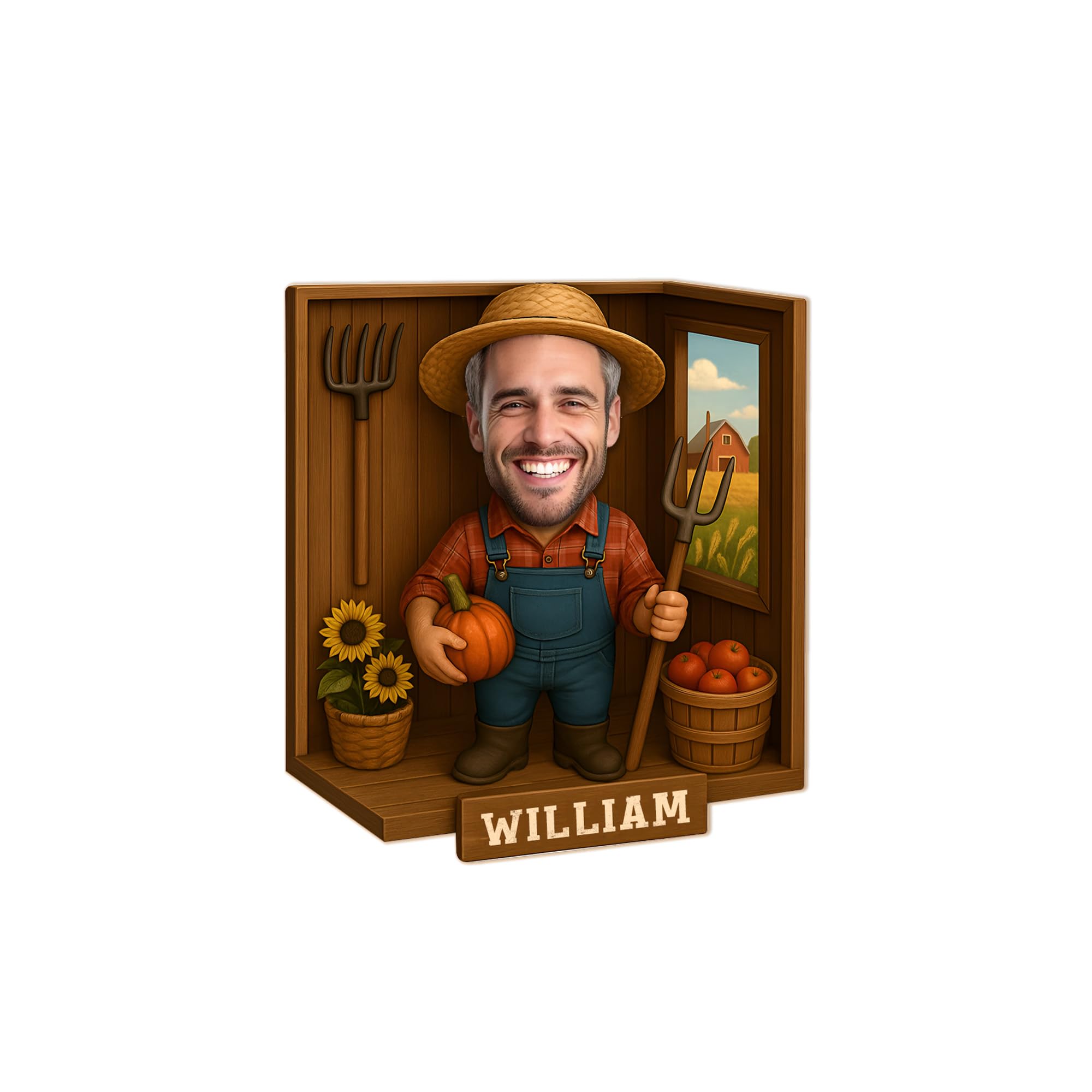 THUYPT Personalized Dad Car Sun Visor Clip, 2D Flat Printed Wooden Car Sun Visor Clip for Dad Gifts Idea for Father's Day, Rear View Mirror Decorations (Farmer)