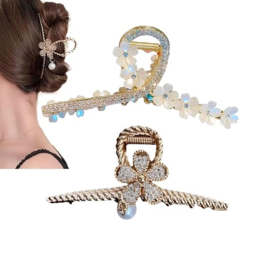 DOBIHMAX Paquete de 2 pinzas doradas para el cabello de 4.5 pulgadas, pinzas de metal para mujer, peinado de lujo, sujeciĂłn segura para el cabello, DOBIHMAX Paquete de 2 pinzas doradas para el cabello de 4.5 pulgadas, pinzas de metal para mujer, peinado de lujo, sujeciĂłn segura para el cabello,