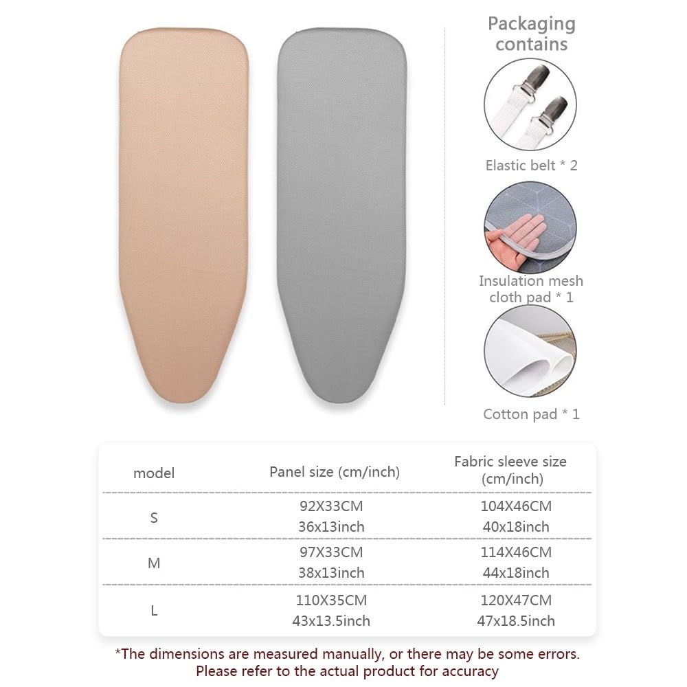 Funda para Tabla de Planchar Acolchada de Alta Res Juego de Funda y Almohadilla Repuesto for Tabla Planchar, Disponible en Varios tamaños, Gris o Caqui(Khaki,S)