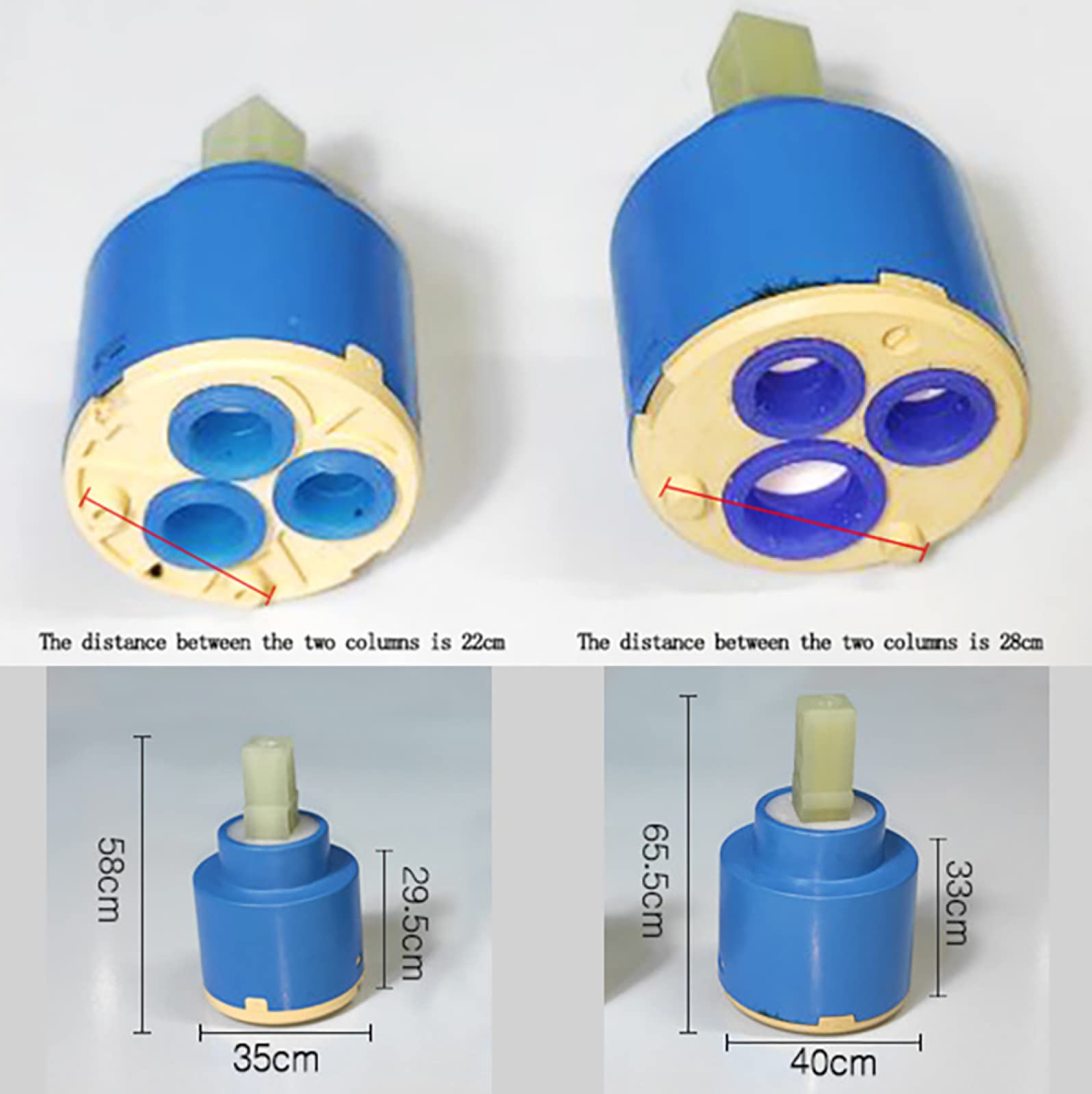 Cartucho de Repuesto para Grifo Mezclador de 35 mm/40 mm - Válvula de Disco cerámico para grifos de baño y Cocina. Kit de reparación de Control Interno B-40 mm (Color: A 35 mm).