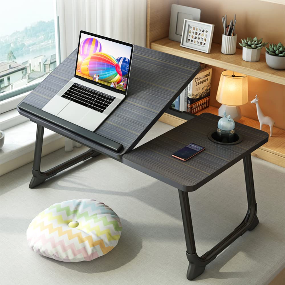 Photo 1 of Laptop Desk for Bed,Asltoy Laptop Bed Tray Table,Foldable Lap Desk Stand Notebook Desk Adjustable Laptop Table for Bed Portable Notebook Bed Tray Lap Tablet with Cup Holder (BK)