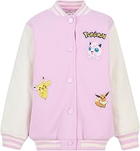 Pokemon Girls French Terry Varsity Bomber Jacket Little Kid to Big Kid Sizes (4-14-16)