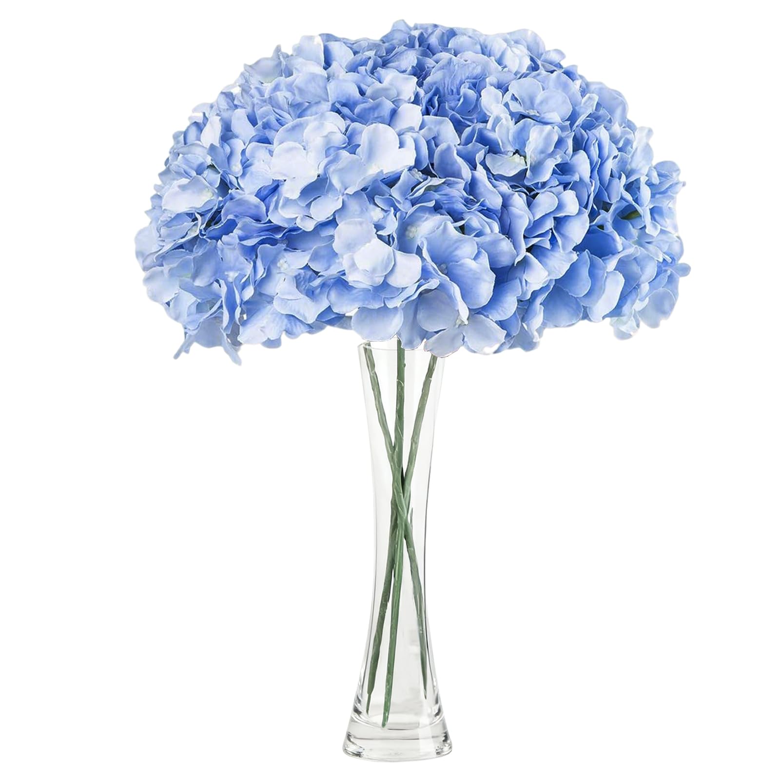 JOZMMZEOOA Hydrangea Artificial Flowers 3 Pieces Artificial Flowers 68 CM/26 Inches Fake Flowers Realistic Touch Faux Hydrangea Flowers, For Weddings,Offices,Cafes,Home Decor,Kitchens (Blue)