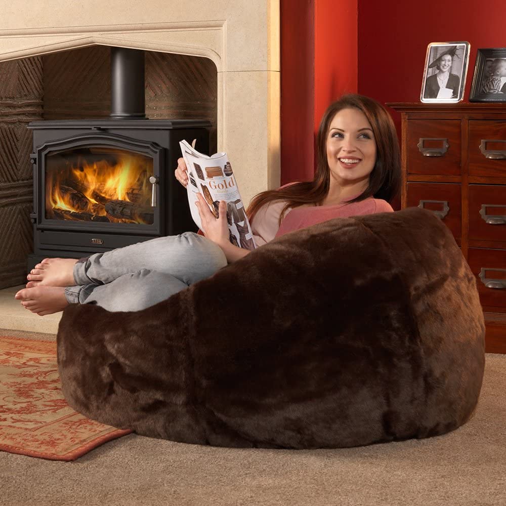 Bhailu Art New Bean Bag Fur Sofa Without Beans Brown