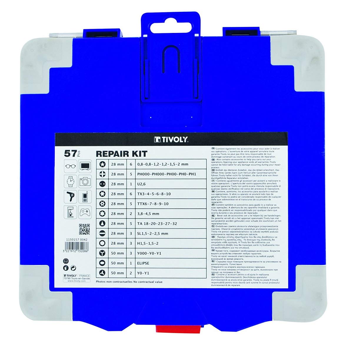 Tivoly 11501570042 Ouverture/Réparation de Smartphone/Appareils Electriques/Electroniques, Gris, Set de 57 Pièces