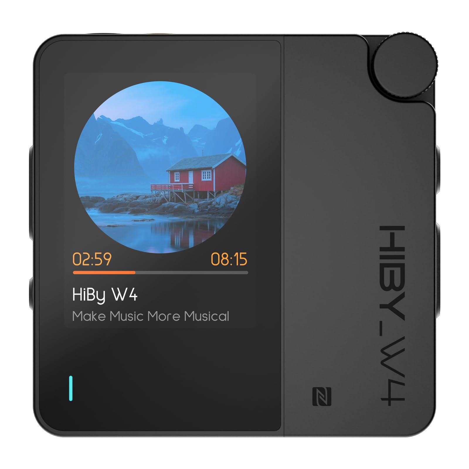 hiby w4 bluetooth headphone amplifier usb dac, bt 5.4 & nfc, aptx lossless ldac, dual dac, dsd512 pcm 768khz, 2-inch touch screen, cvc mic, 3.5mm & 4.4mm balanced output