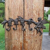 WLLLO Idyllic Creative Personality Wrought Iron Hook Flower Fairy Angel cast Iron Coat Hook