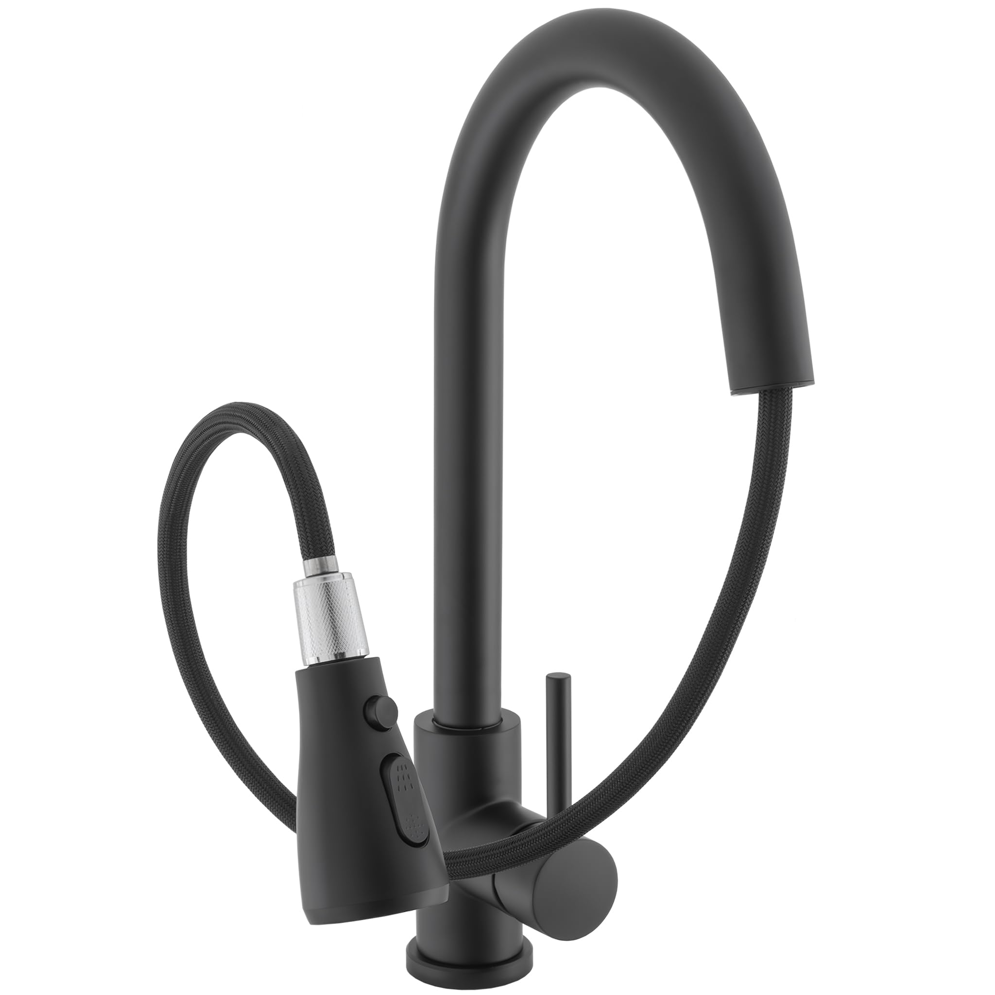 VALAZ Robinet Cuisine Douchette Noir | Mitigeur Cuisine avec Douchette Haute Pression, Rotatif à 360°, Pas de Fuites, Installation Facile et Rapide | Laiton, Acier Inoxydable, Série Eco Parana